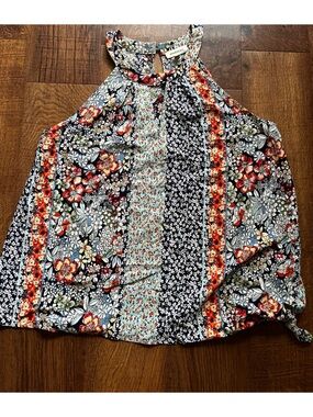 Monteau Floral Halter Top in Navy, Red, Light Blue, Black